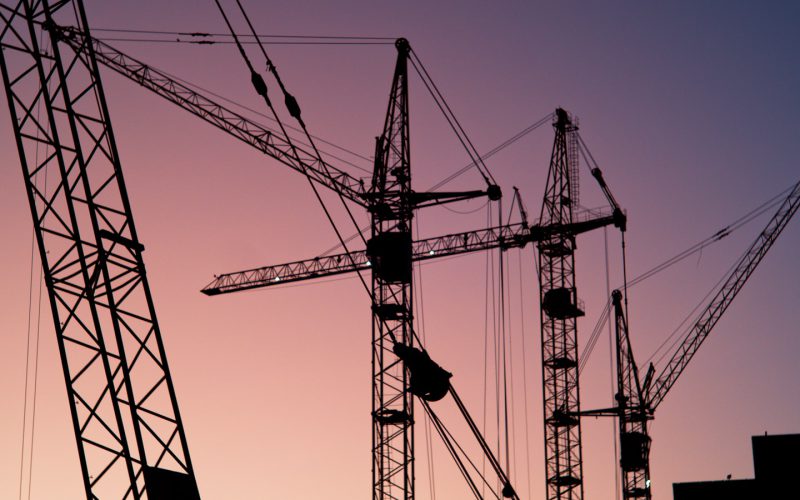 several tower cranes