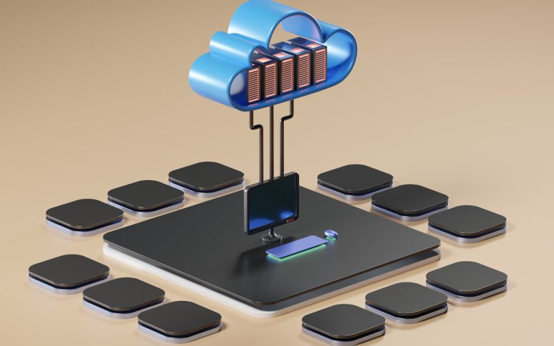 3D render of cloud computing concept
